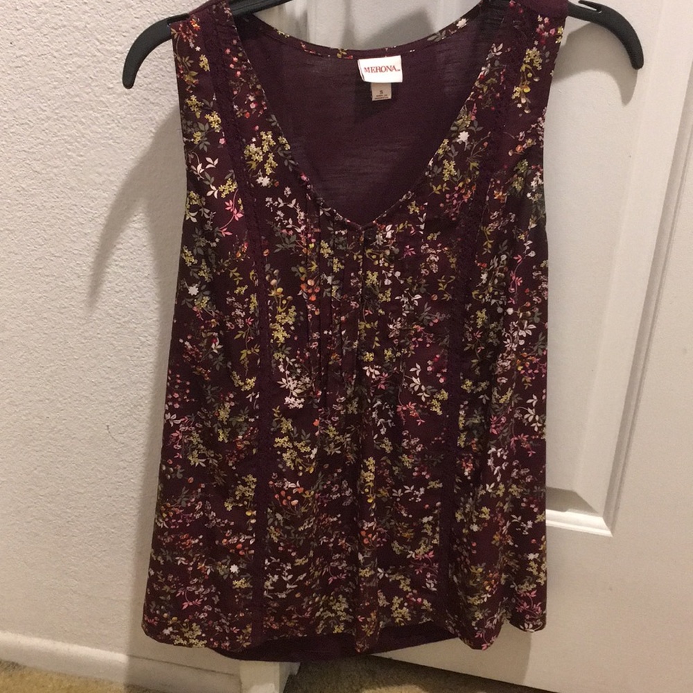 Floral sleeveless blouse from Target.